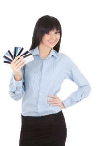 Young Business Woman With Instant Approval Credit Cards
